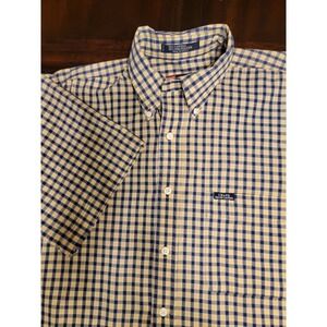 Chaps Ralph Lauren Mens Short Sleeve Gingham Button Down Shirt Size M